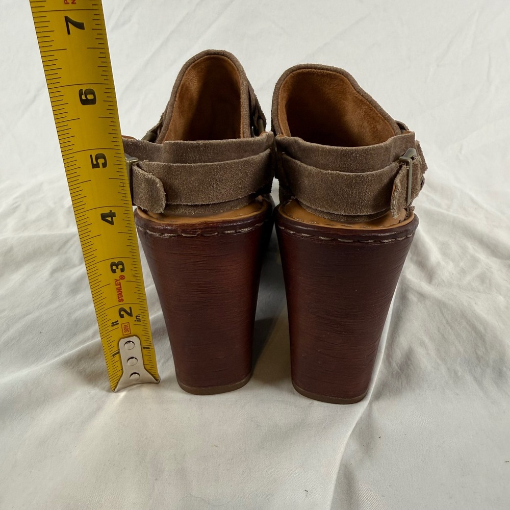 Born Gray Suede Platform Clogs Slingback Harness Mules Square Toe Casual Fall 9M - Picture 4 of 9